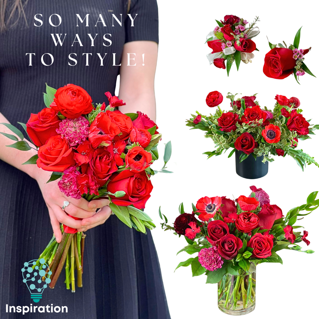 Red Romance Color Palette - 8 Premade Bouquets