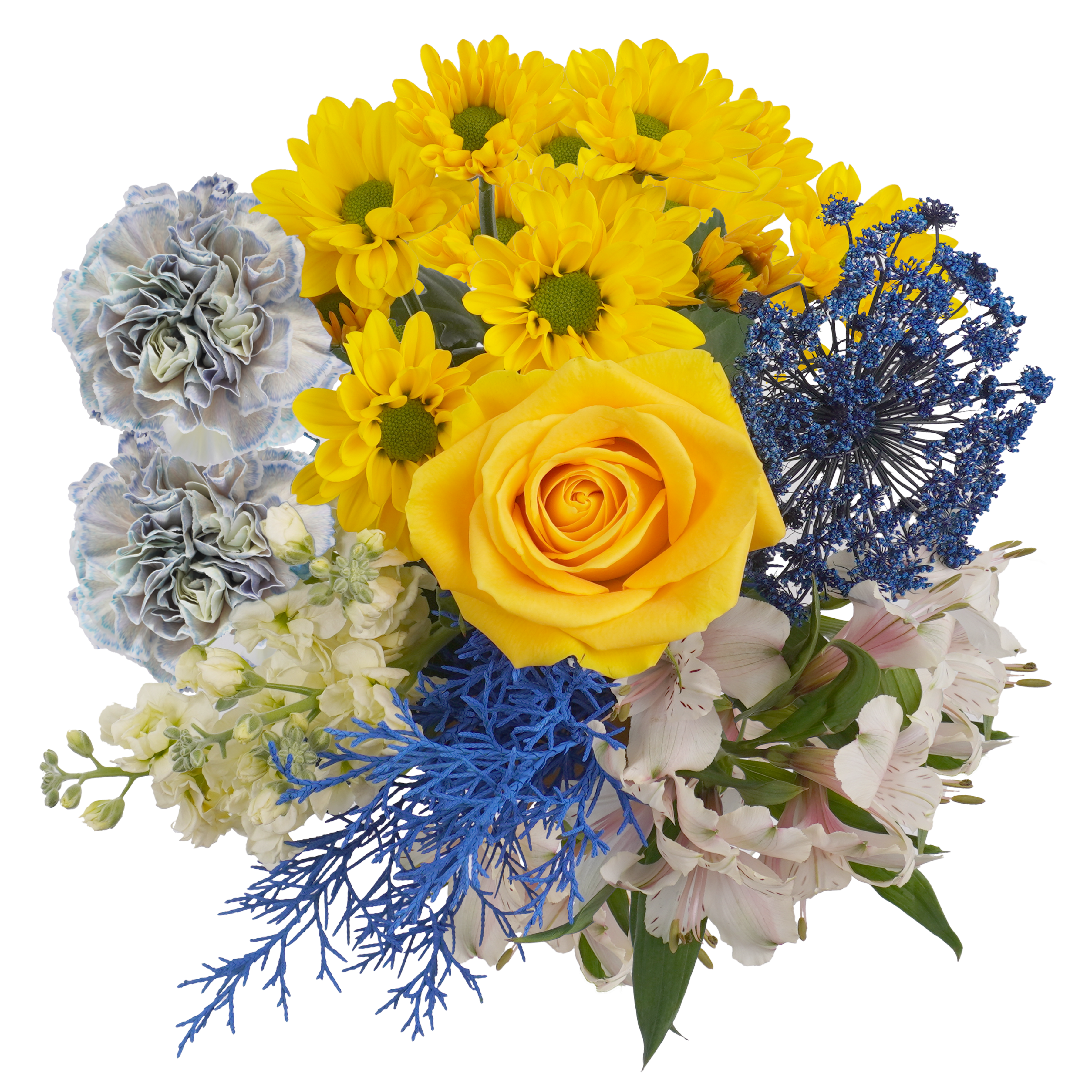 Warm Blessing Bouquet – Joyful Sunshine and Tranquil Blues