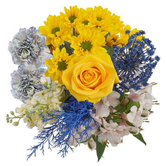 Warm Blessing Bouquet – Joyful Sunshine and Tranquil Blues